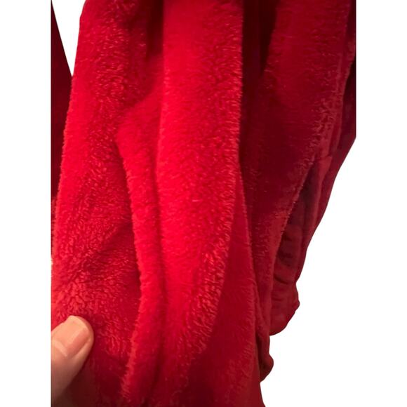 VICTORIA'S SECRET Cozy Plush Sherpa Hooded Robe Red Fleece Bathrobe - Picture 6 of 9